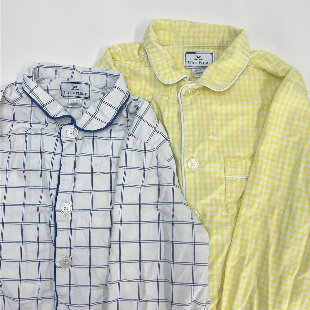 Petite Plume PJ Top Lots Blue White Yellow Sleep Shirts Girls Size 12